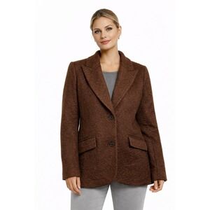ELLEN TRACY Women's Brown Textured Blazer Jacket Size L
